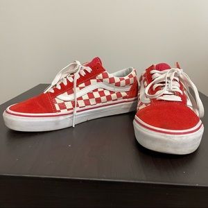 Red and cream checkered vans